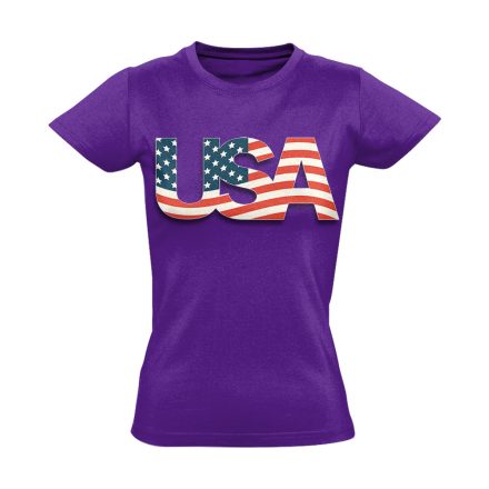 Zászló "betűkép" USA női póló (lila)
