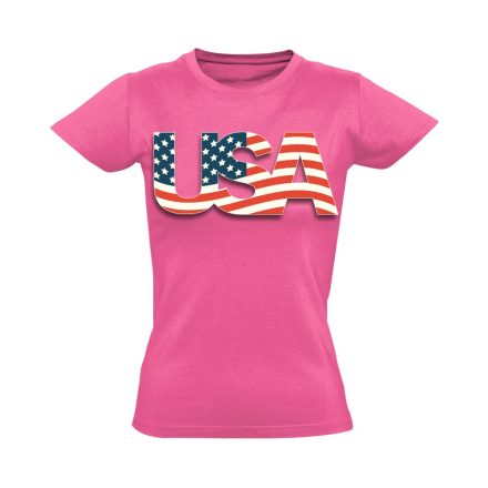 Zászló "betűkép" USA női póló (rózsaszín)