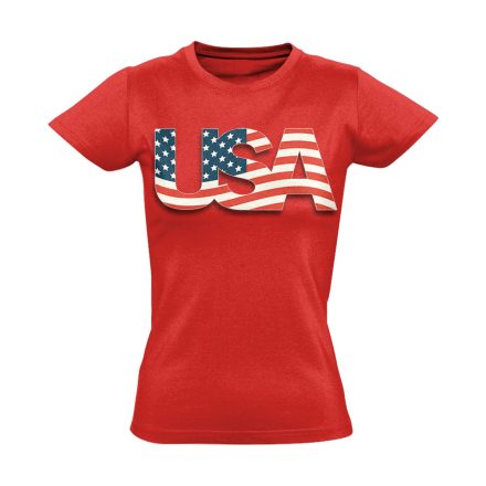 Zászló "betűkép" USA női póló (piros)