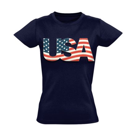 Zászló "betűkép" USA női póló (tengerészkék)