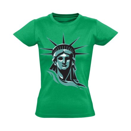Szabadságszobor "portré" USA női póló (zöld)