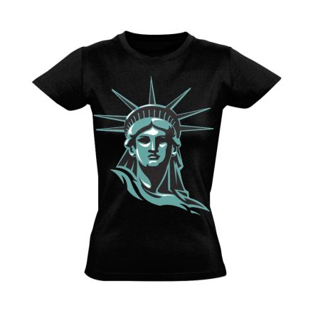 Szabadságszobor "portré" USA női póló (fekete)
