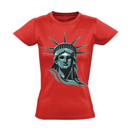 Szabadságszobor "portré" USA női póló (piros)