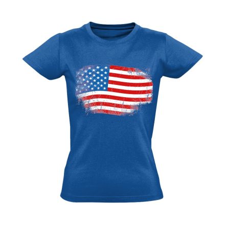 Zászló "antikolt" USA női póló (kék)