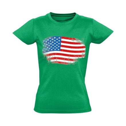 Zászló "antikolt" USA női póló (zöld)