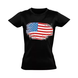 Zászló "antikolt" USA női póló (fekete)