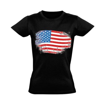 Zászló "antikolt" USA női póló (fekete)