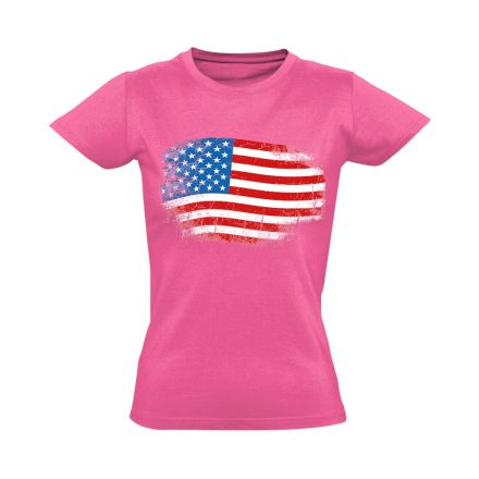 Zászló "antikolt" USA női póló (rózsaszín)