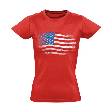 Zászló "antikolt" USA női póló (piros)