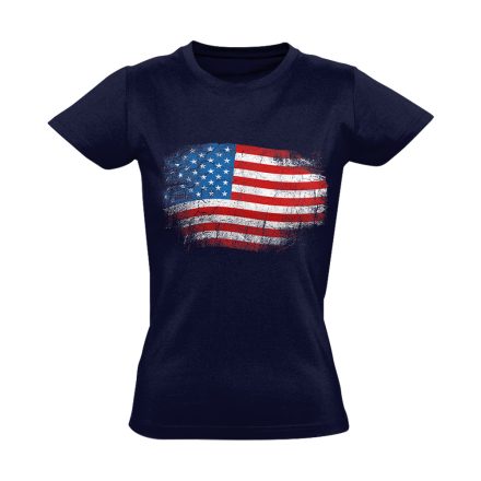 Zászló "antikolt" USA női póló (tengerészkék)