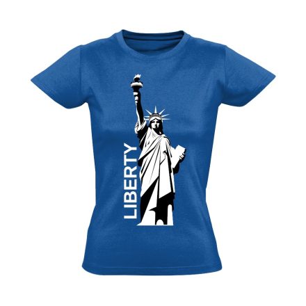 Szabadságszobor "letisztult" USA női póló (kék)