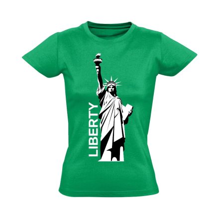 Szabadságszobor "letisztult" USA női póló (zöld)