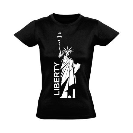 Szabadságszobor "letisztult" USA női póló (fekete)