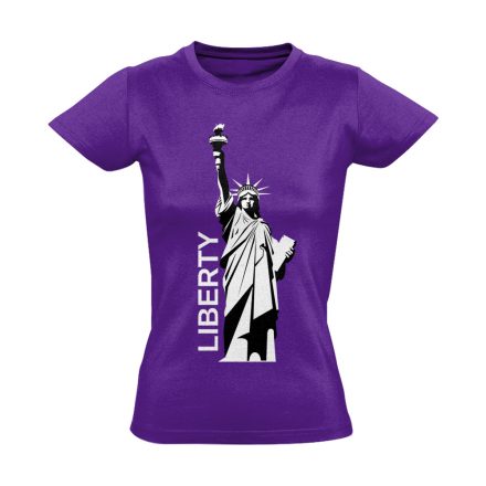 Szabadságszobor "letisztult" USA női póló (lila)