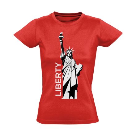 Szabadságszobor "letisztult" USA női póló (piros)