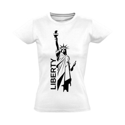 Szabadságszobor "letisztult" USA női póló (fehér)