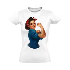 PinUp "izom" USA női póló (fehér)