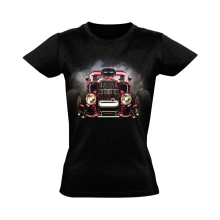 Autós "hotrod" USA női póló (fekete)