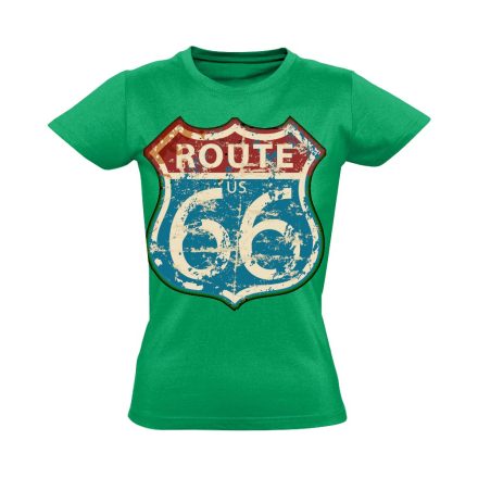 Route66 "kopottas" USA női póló (zöld)