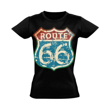 Route66 "kopottas" USA női póló (fekete)