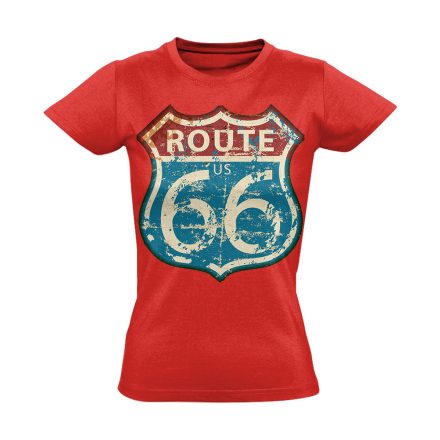 Route66 "kopottas" USA női póló (piros)