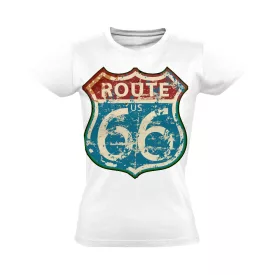 Route66 "kopottas" USA női póló (fehér)