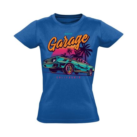 Autós "garage" USA női póló (kék)