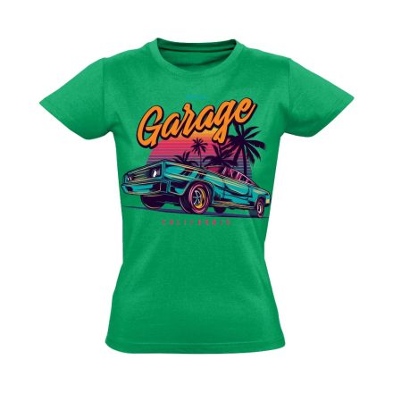 Autós "garage" USA női póló (zöld)