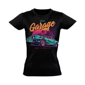Autós "garage" USA női póló (fekete)