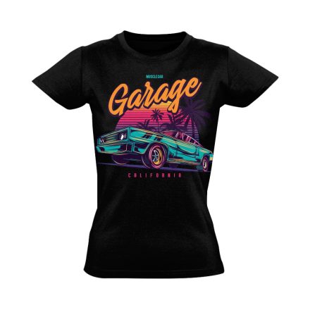 Autós "garage" USA női póló (fekete)