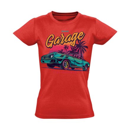Autós "garage" USA női póló (piros)