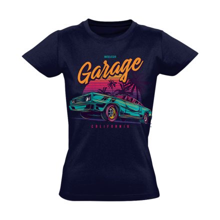 Autós "garage" USA női póló (tengerészkék)