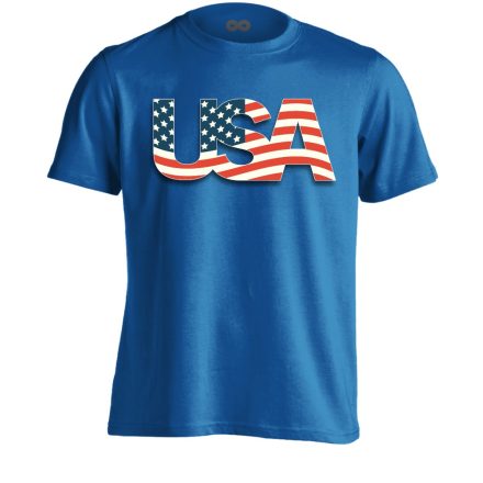 Zászló "betűkép" USA férfi póló (kék)