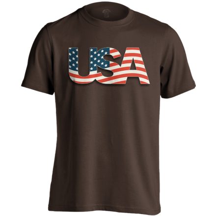 Zászló "betűkép" USA férfi póló (csokoládébarna)