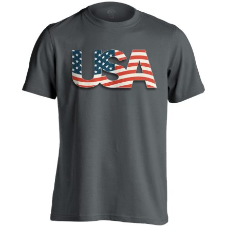 Zászló "betűkép" USA férfi póló (szénszürke)