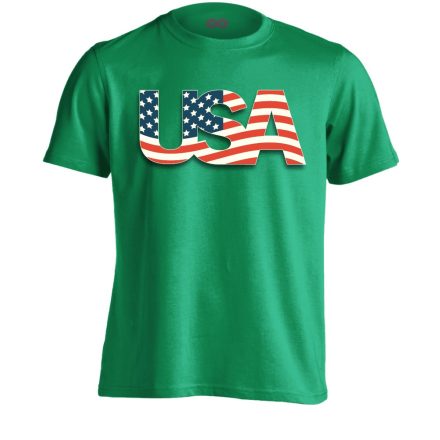 Zászló "betűkép" USA férfi póló (zöld)