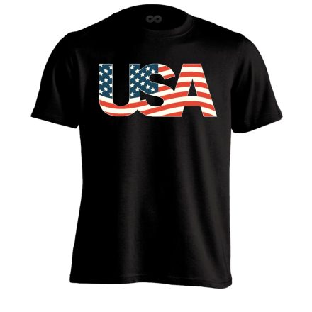 Zászló "betűkép" USA férfi póló (fekete)