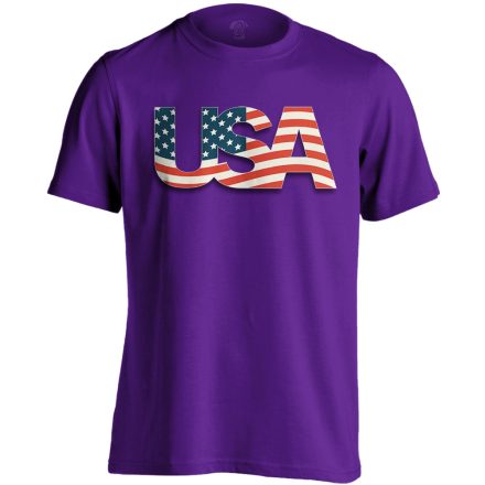 Zászló "betűkép" USA férfi póló (lila)