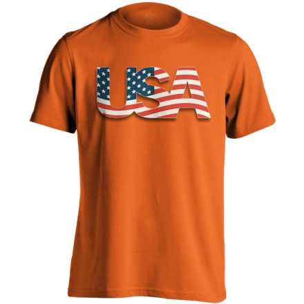 Zászló "betűkép" USA férfi póló (narancssárga)