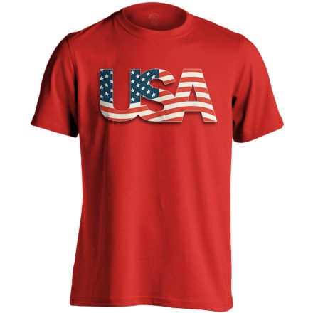 Zászló "betűkép" USA férfi póló (piros)