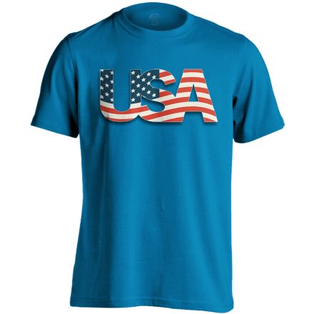 Zászló "betűkép" USA férfi póló (zafírkék)