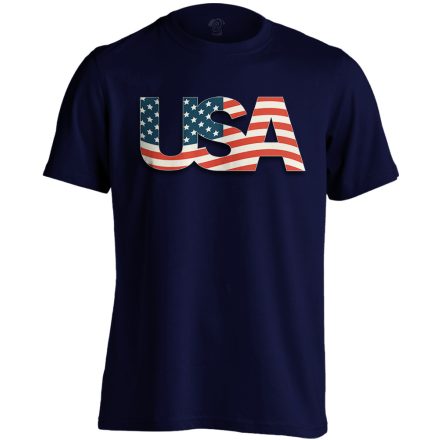 Zászló "betűkép" USA férfi póló (tengerészkék)
