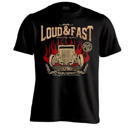 Autós "loud and fast" USA férfi póló (fekete)