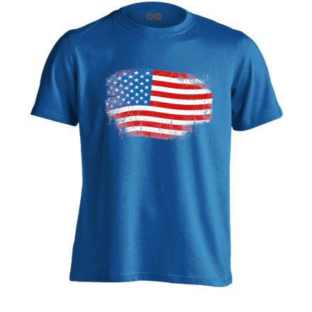 Zászló "antikolt" USA férfi póló (kék)