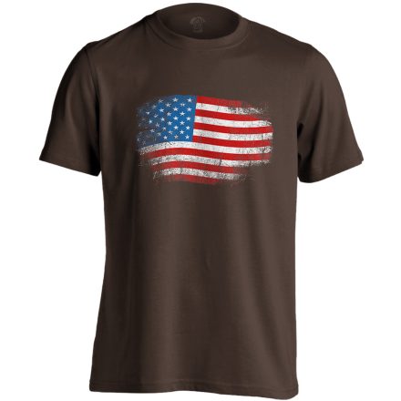 Zászló "antikolt" USA férfi póló (csokoládébarna)