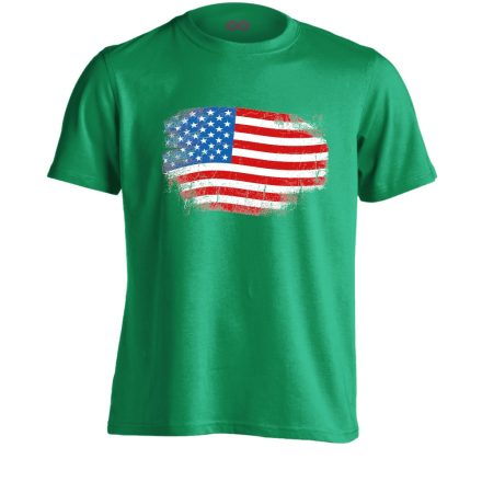 Zászló "antikolt" USA férfi póló (zöld)