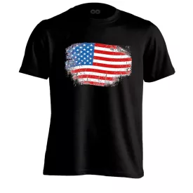 Zászló "antikolt" USA férfi póló (fekete)