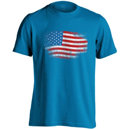 Zászló "antikolt" USA férfi póló (zafírkék)