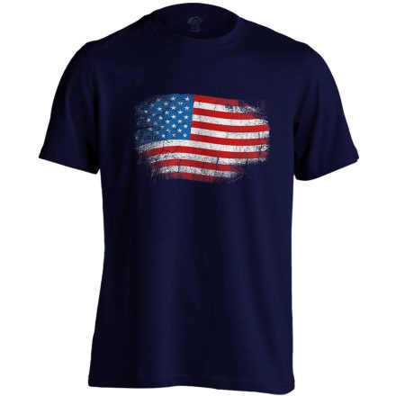 Zászló "antikolt" USA férfi póló (tengerészkék)