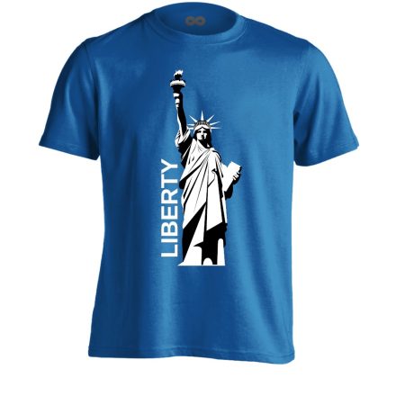 Szabadságszobor "letisztult" USA férfi póló (kék)